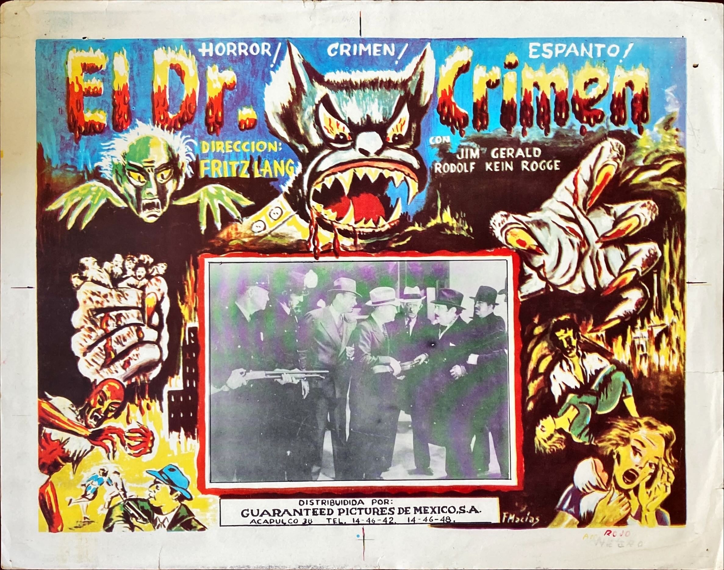 #717 - The Thousand Eyes of Dr. Mabuse- FRITZ LANG- Mexican Lobby Card x5