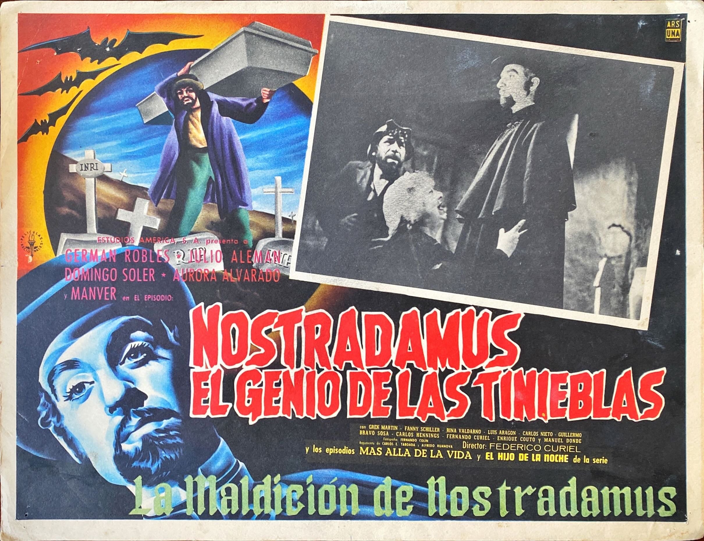La Maldición de Nostradamus: La Sangre de Nostradamus & Nostradamus el Genio de las Tinieblas - Mexican Lobby Card x2
