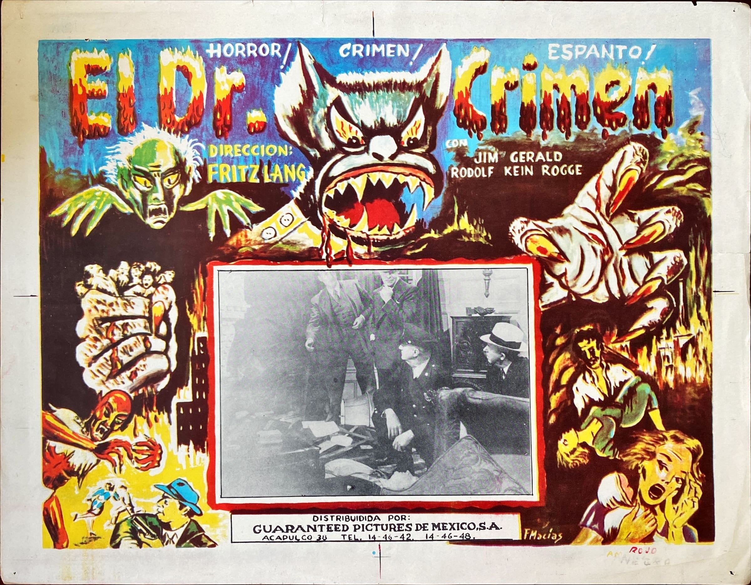 #717 - The Thousand Eyes of Dr. Mabuse- FRITZ LANG- Mexican Lobby Card x5