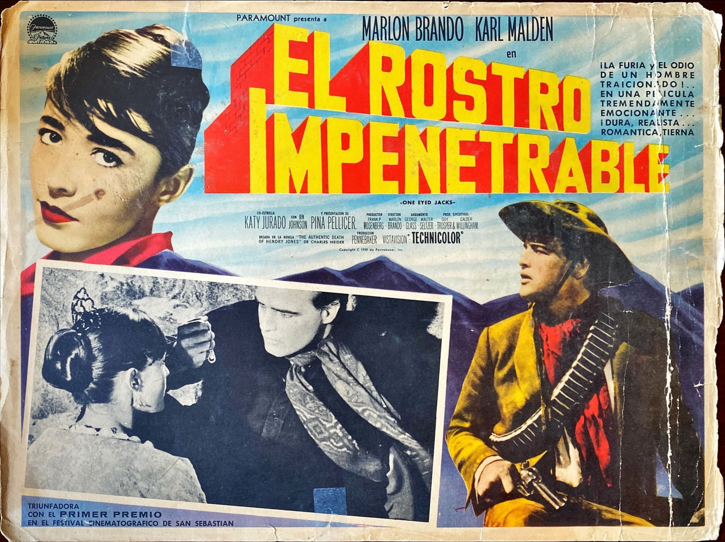 One-Eyed Jacks (Brando)- Mexican Lobby Card x2