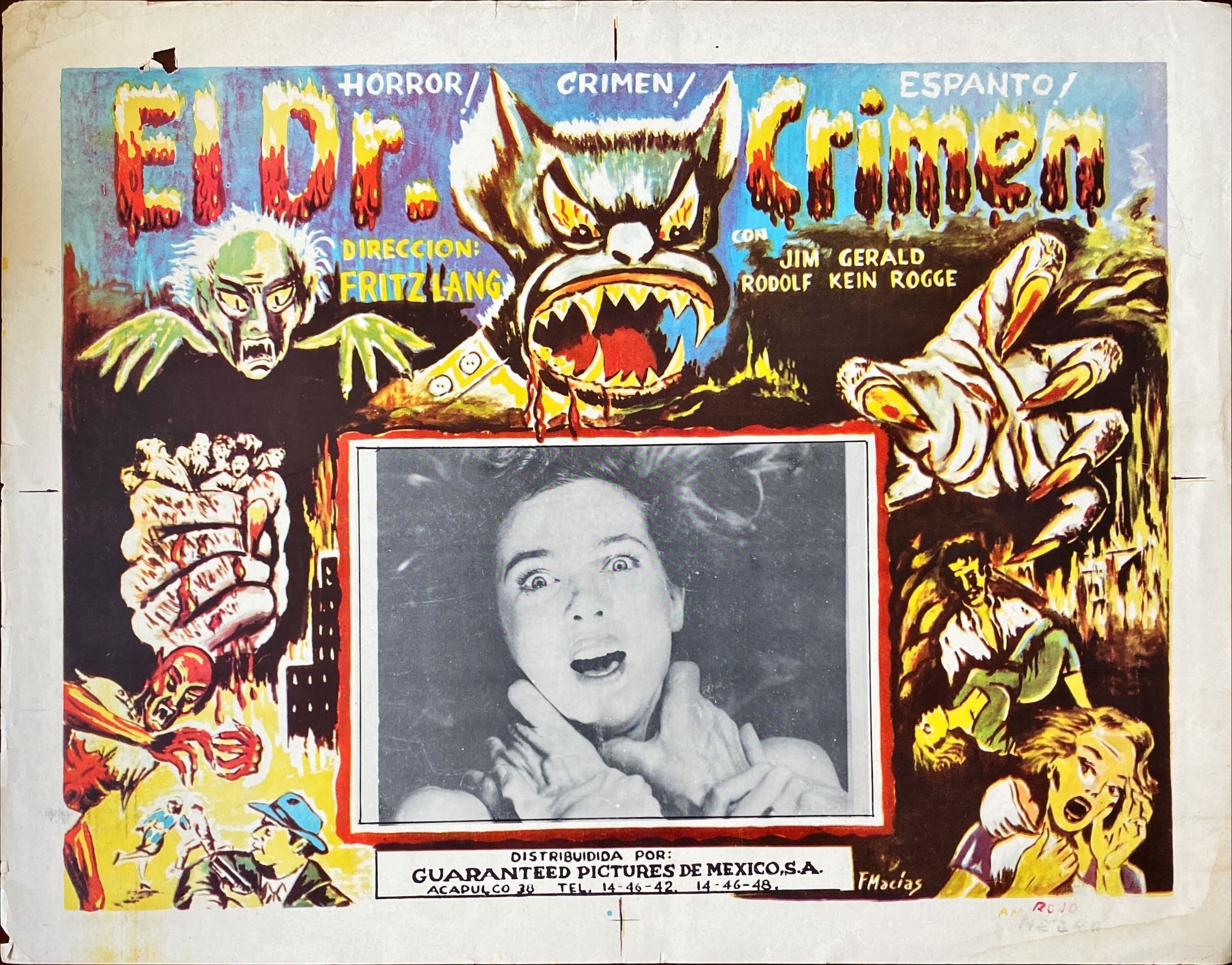 #717 - The Thousand Eyes of Dr. Mabuse- FRITZ LANG- Mexican Lobby Card x5