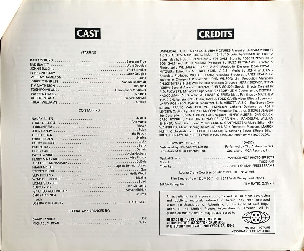 #613 -1941 pressbook '79 Steven Spielberg