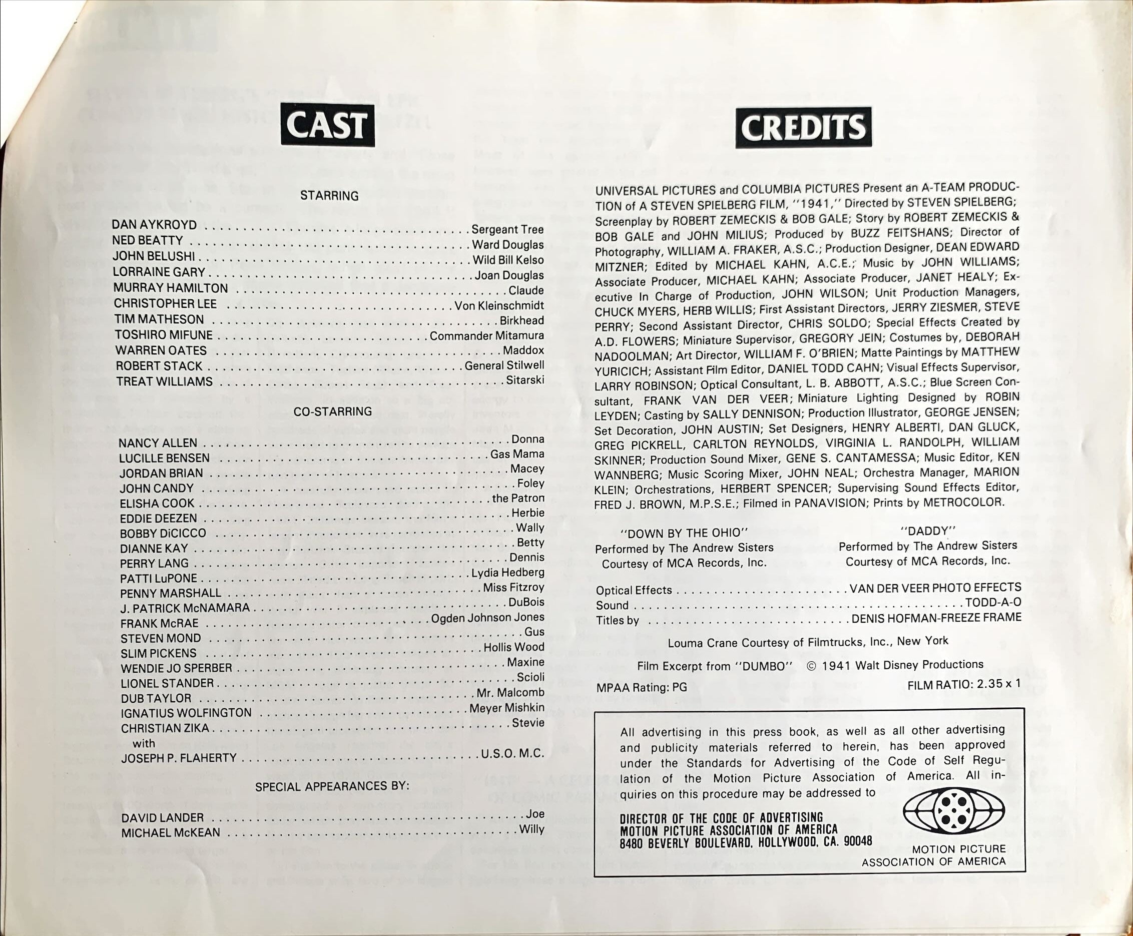 #613 -1941 pressbook '79 Steven Spielberg