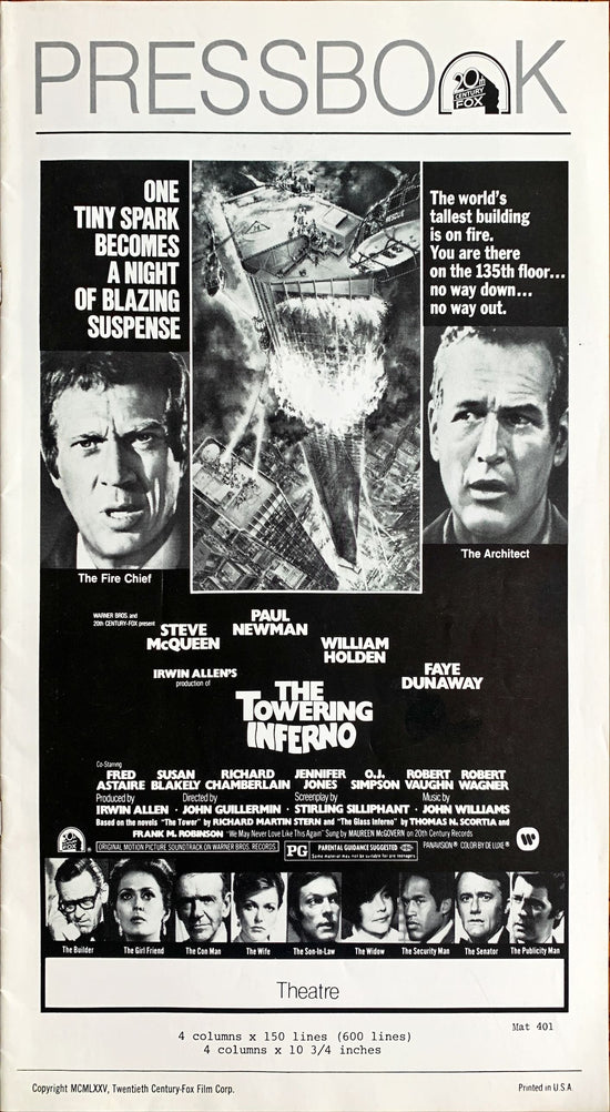 The Towering Inferno,  pressbook 1974 Steve McQueen, Paul Newman