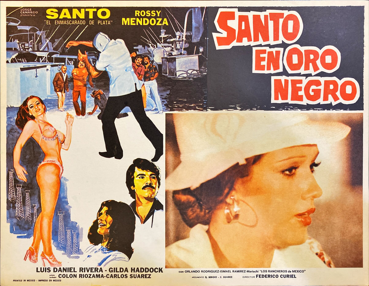 (223) SANTO EN ORO NEGRO Mexican Lobby Cards,&