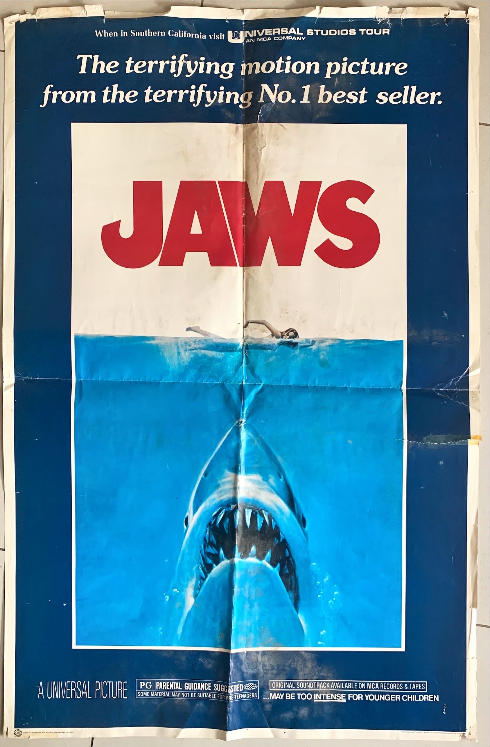 #1434 JAWS Vintage 1975 POSTER PROS Movie Poster FIXER UPPER