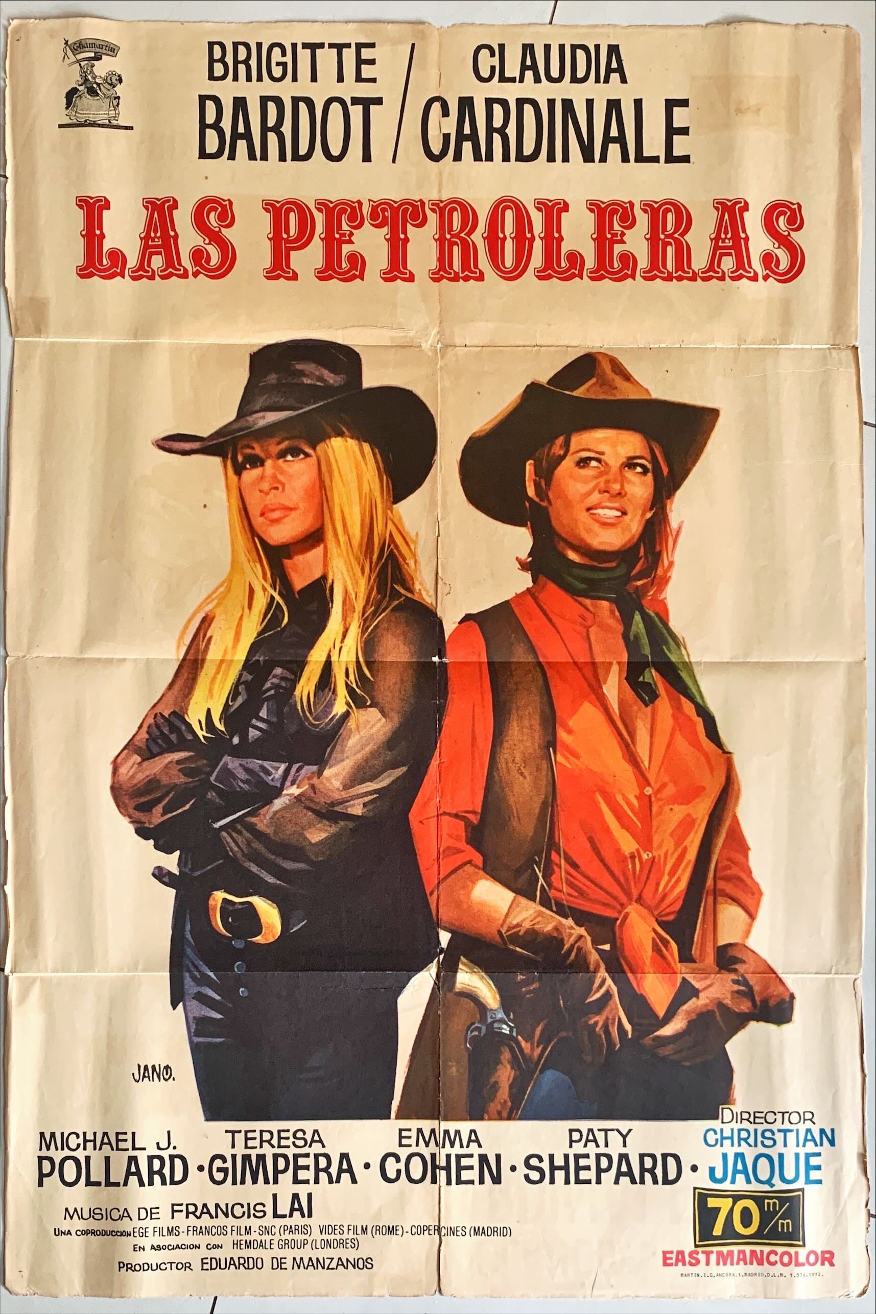 The Legend of Frenchie King, (Las petroleras) Spanish '72 Jano art of Claudia Cardinale & Brigitte Bardot