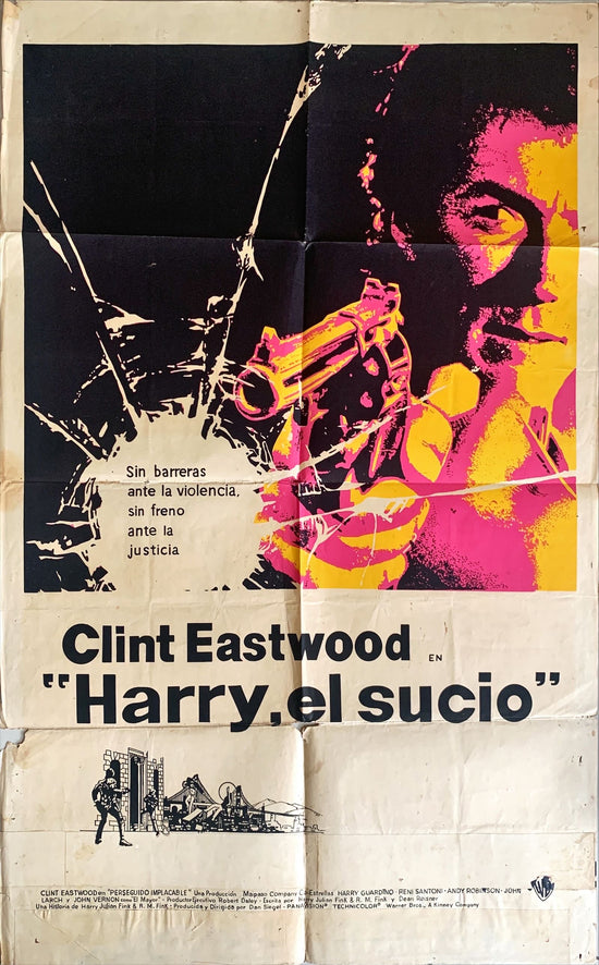 Dirty Harry,  Argentinean 1972  Vintage movie poster Clint Eastwood