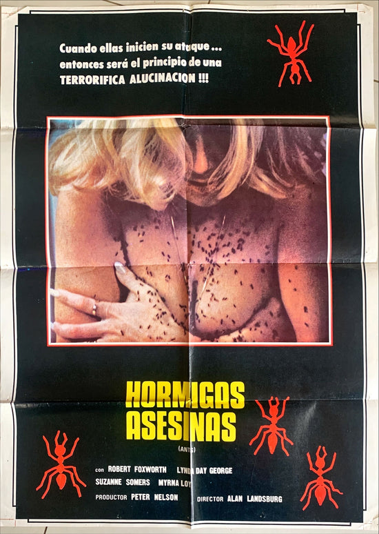 Ants, Spanish Mini Poster 1978 close-up of then-unknown topless Suzanne Somers covered by deadly ants