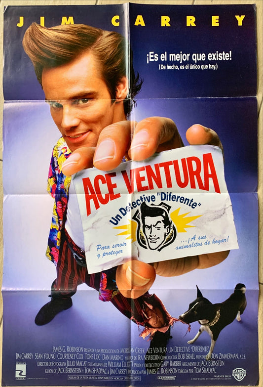 Ace Ventura: Pet Detective,  spanish US one-sheet movie poster '94 Jim Carrey, pet detective!