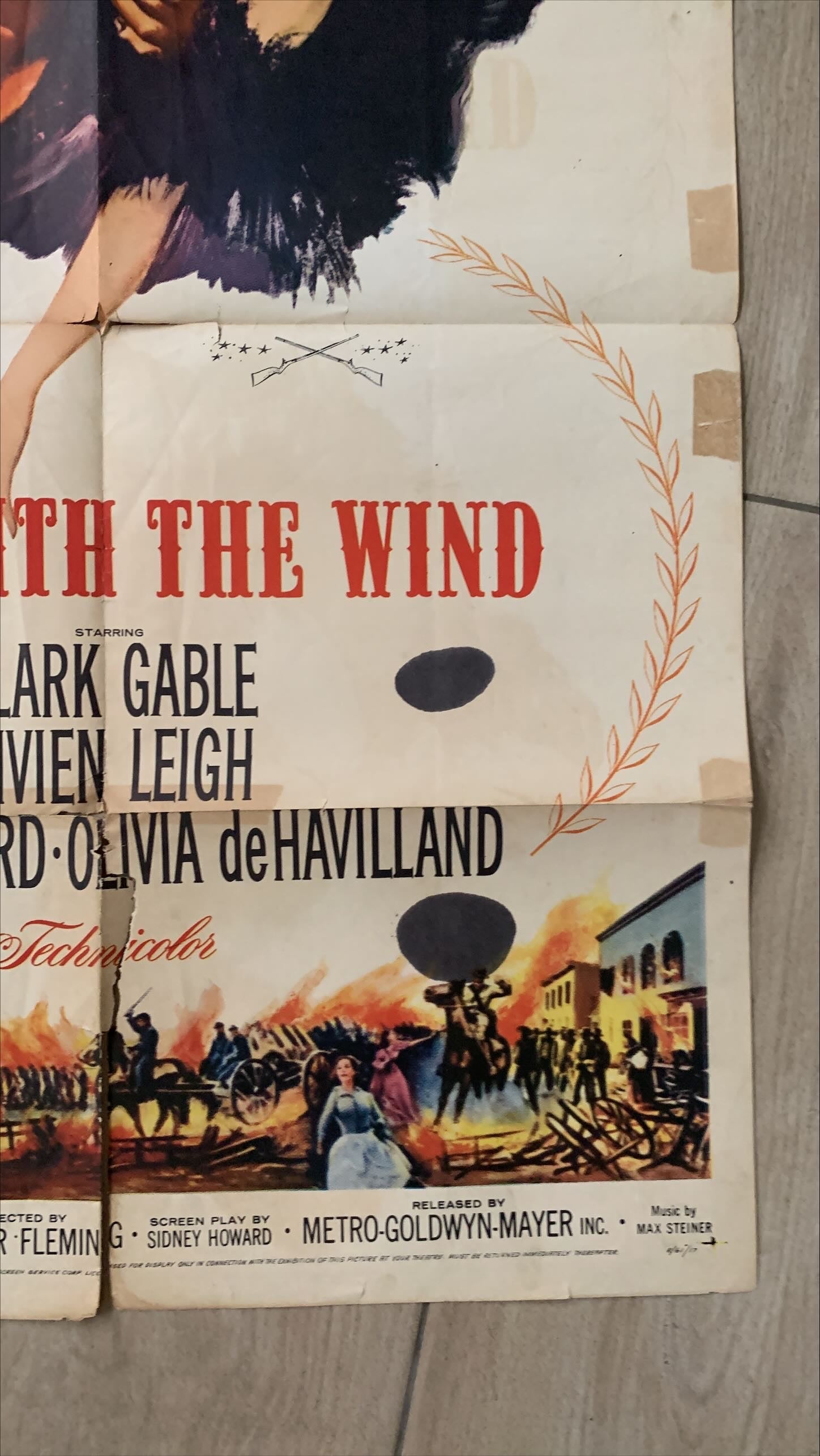Gone with the Wind (1939) One Sheet Movie Poster - R'61, Fixer-upper