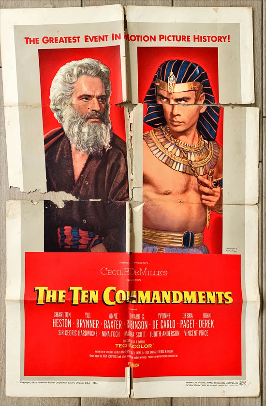 Ten Commandments (1956) One Sheet Movie Poster - Style B, Rare, Fixer-upper