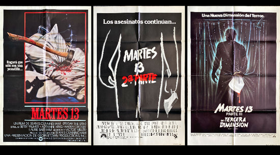 Friday the 13th Trilogy (Part I - 3D; 1980 - 1982) Spanish Movie Poster Bundle