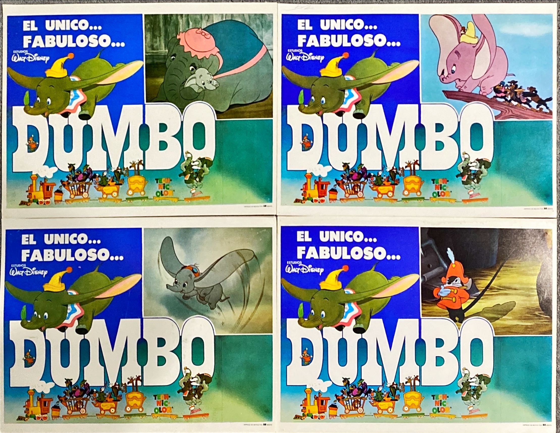 #1610A DUMBO Mexican Lobby Cards x4 Walt Disney - PosterCollectors.xyz
