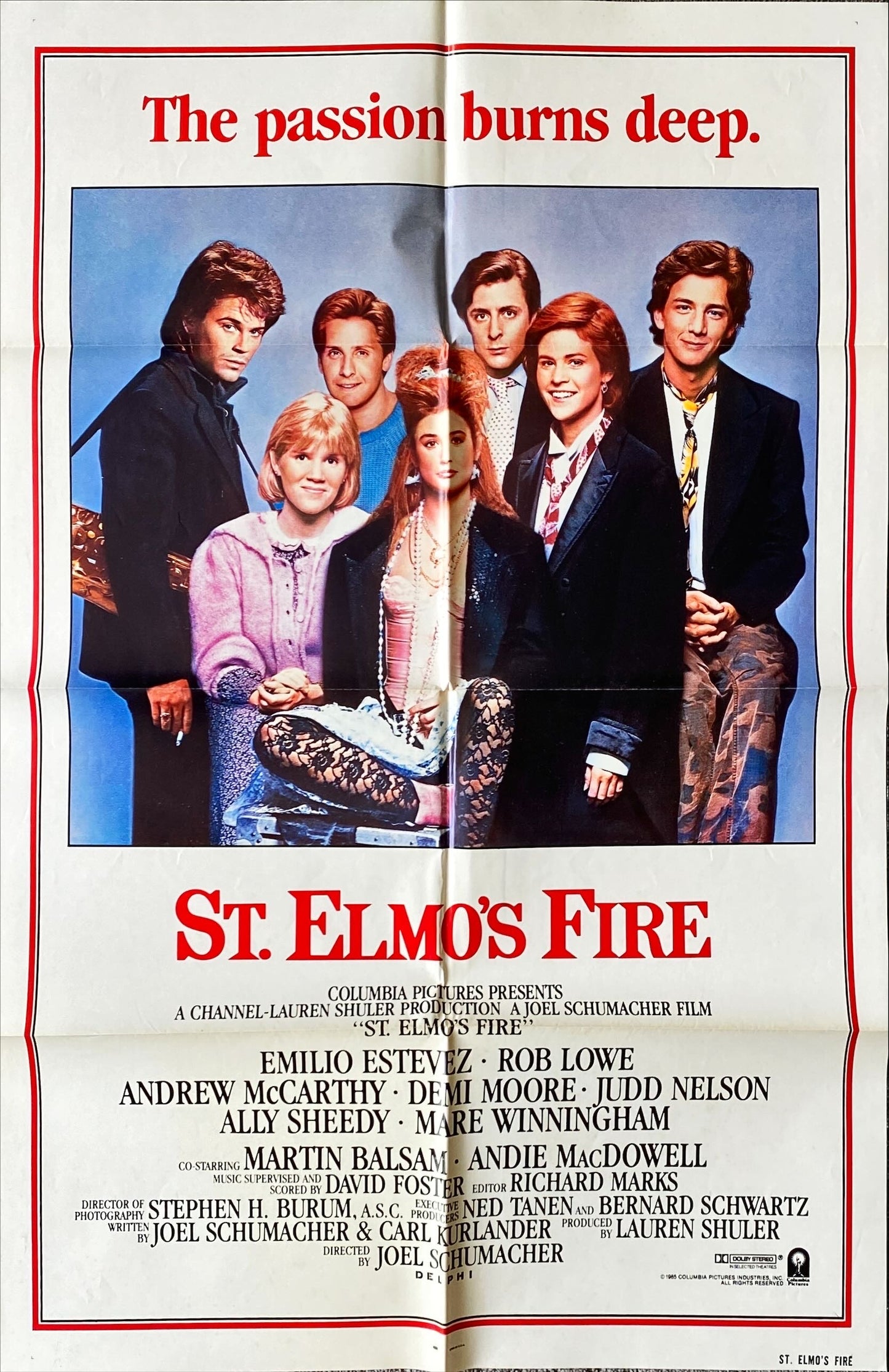 St. Elmos Fire (1985) One Sheet Movie Poster - Lowe, Moore, Estevez