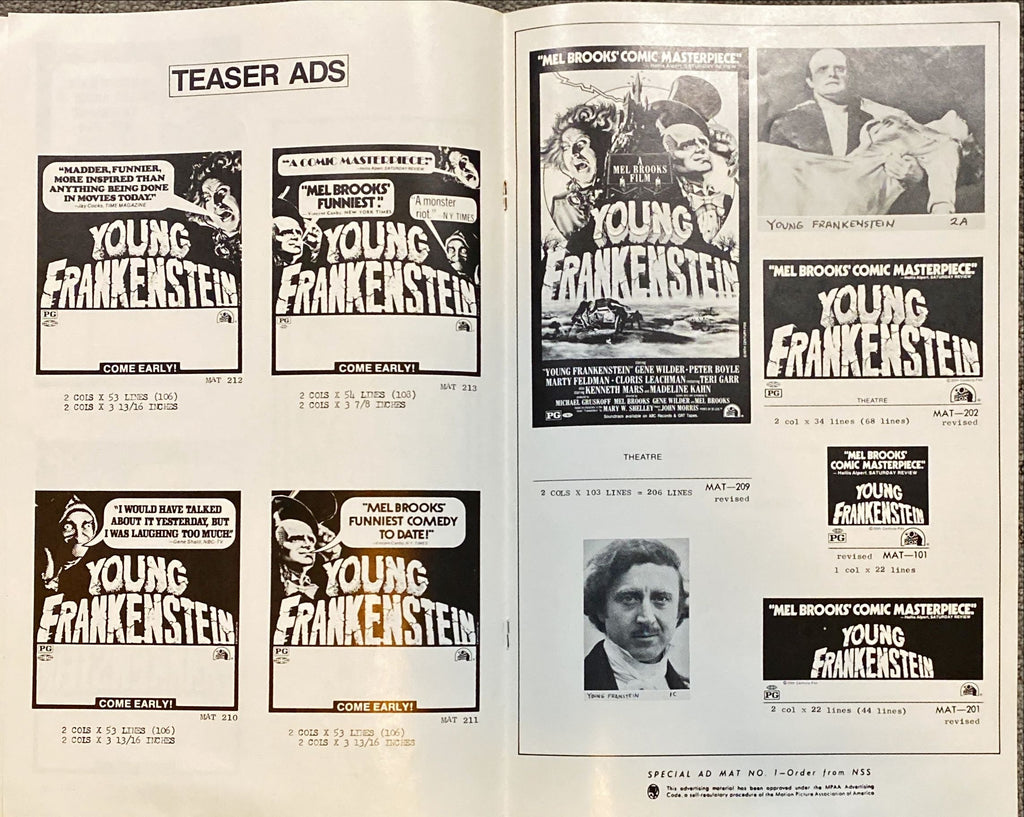 #2126 YOUNG FRANKENSTEIN pressbook 1974 Mel Brooks