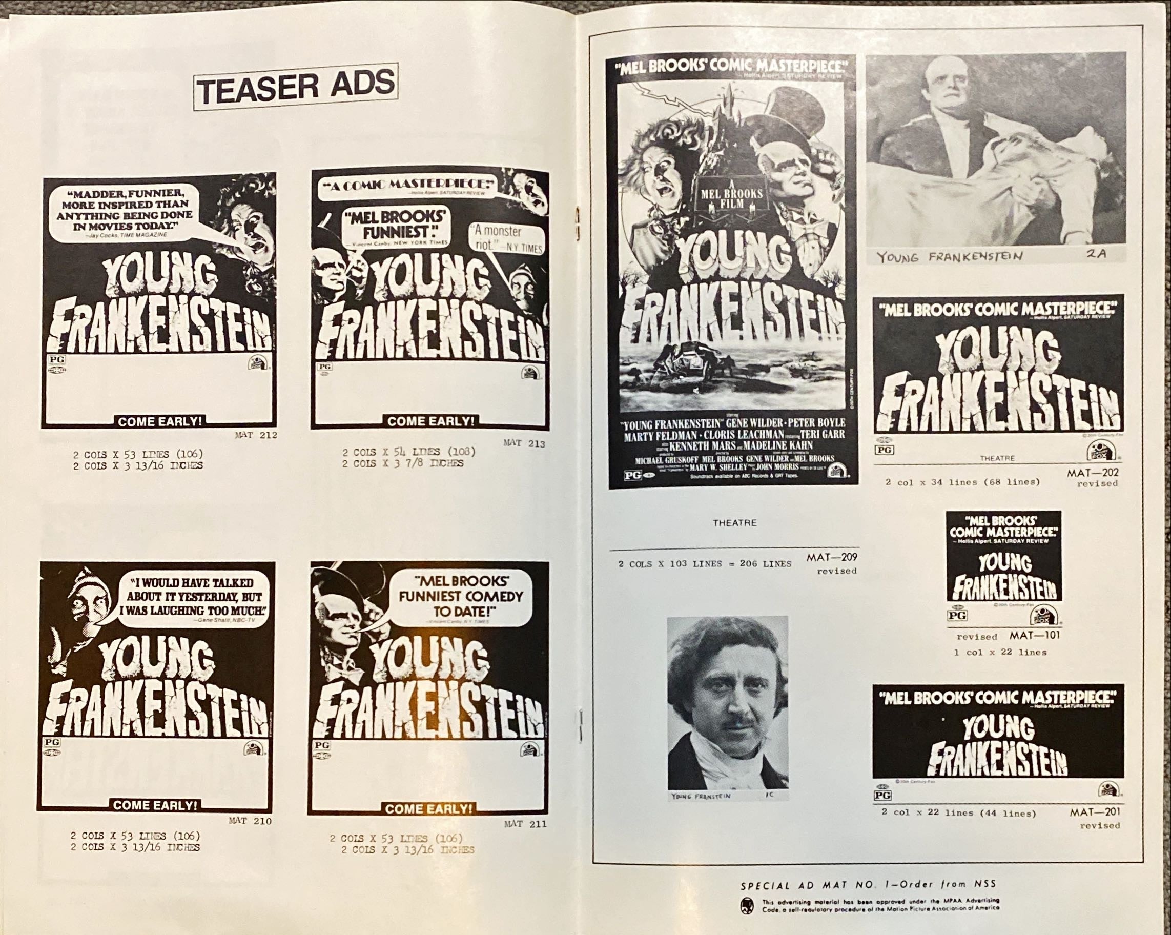 #2126 YOUNG FRANKENSTEIN pressbook 1974 Mel Brooks