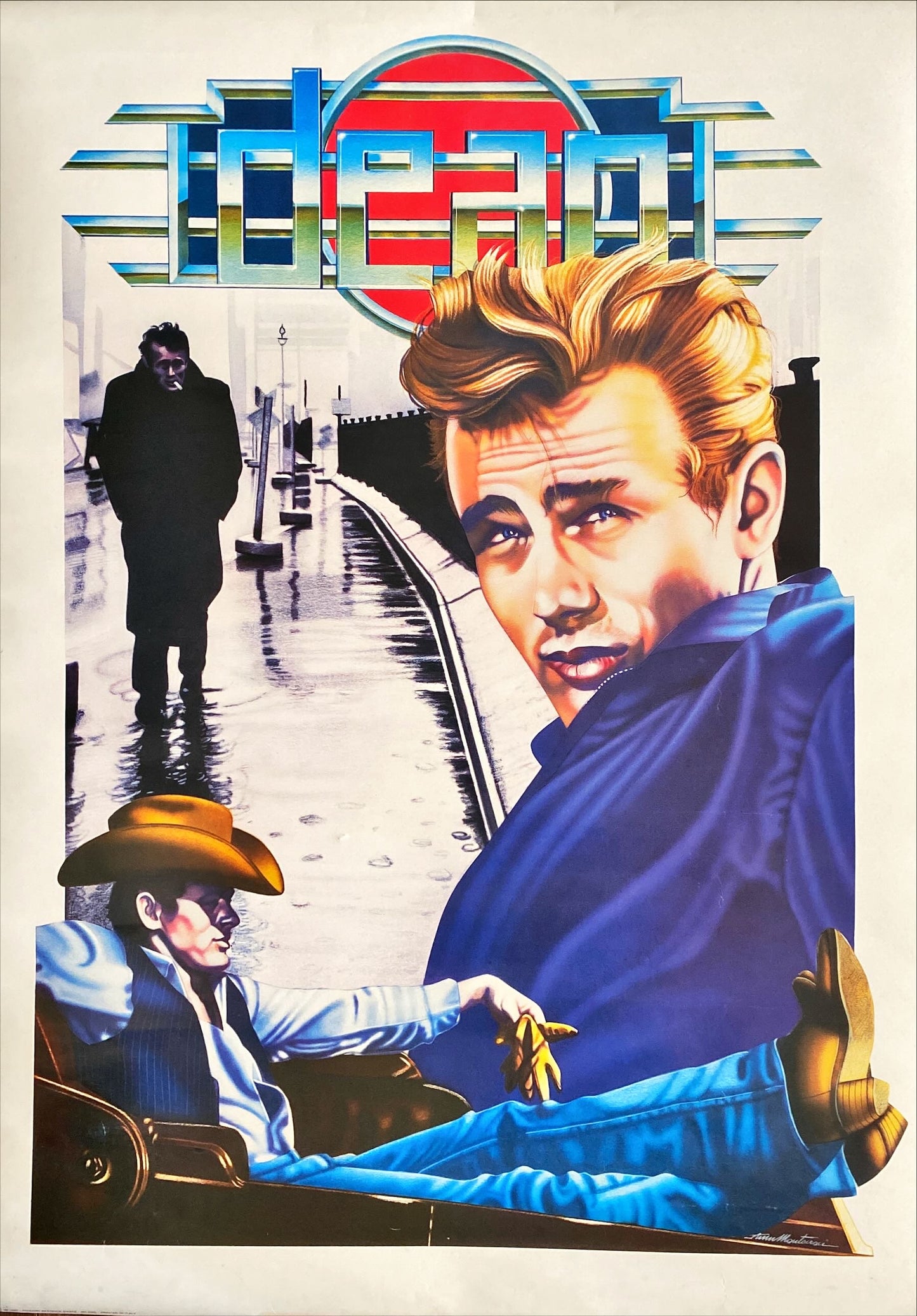 James Dean Italian commercial poster '80s cool artwork in most iconic poses!