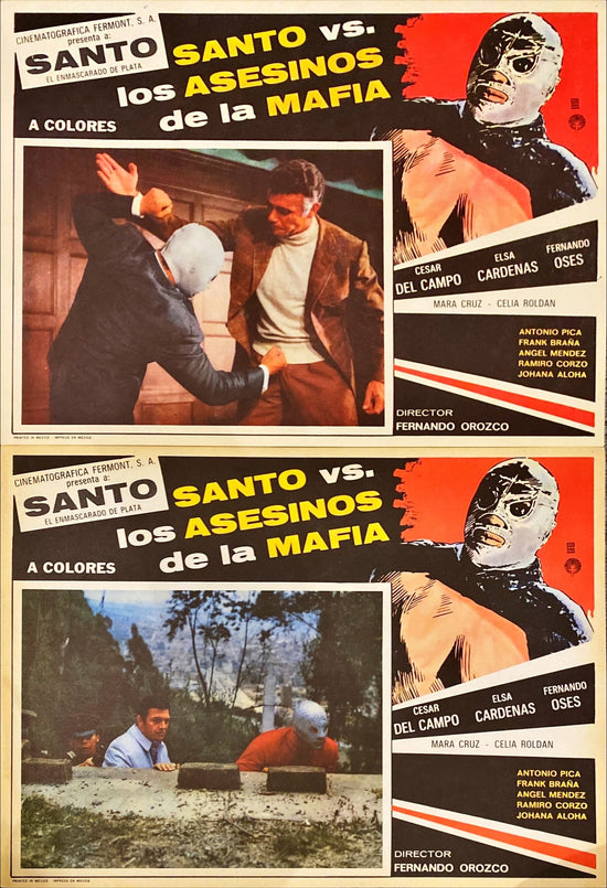 Santo vs Los Asesinos de la Mafia (1970) 4x Lobby Cards - MX