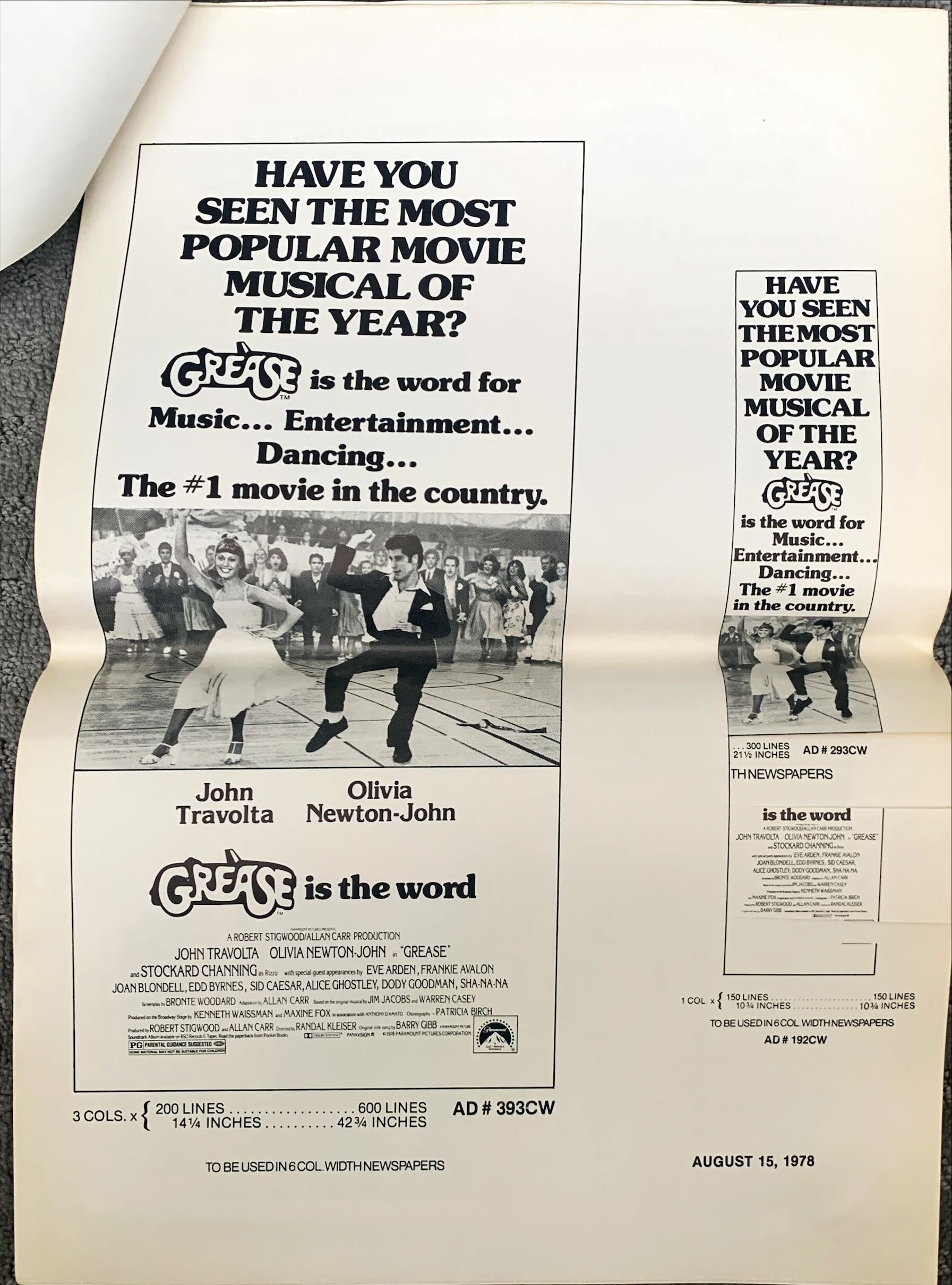 Grease,  Pressbook