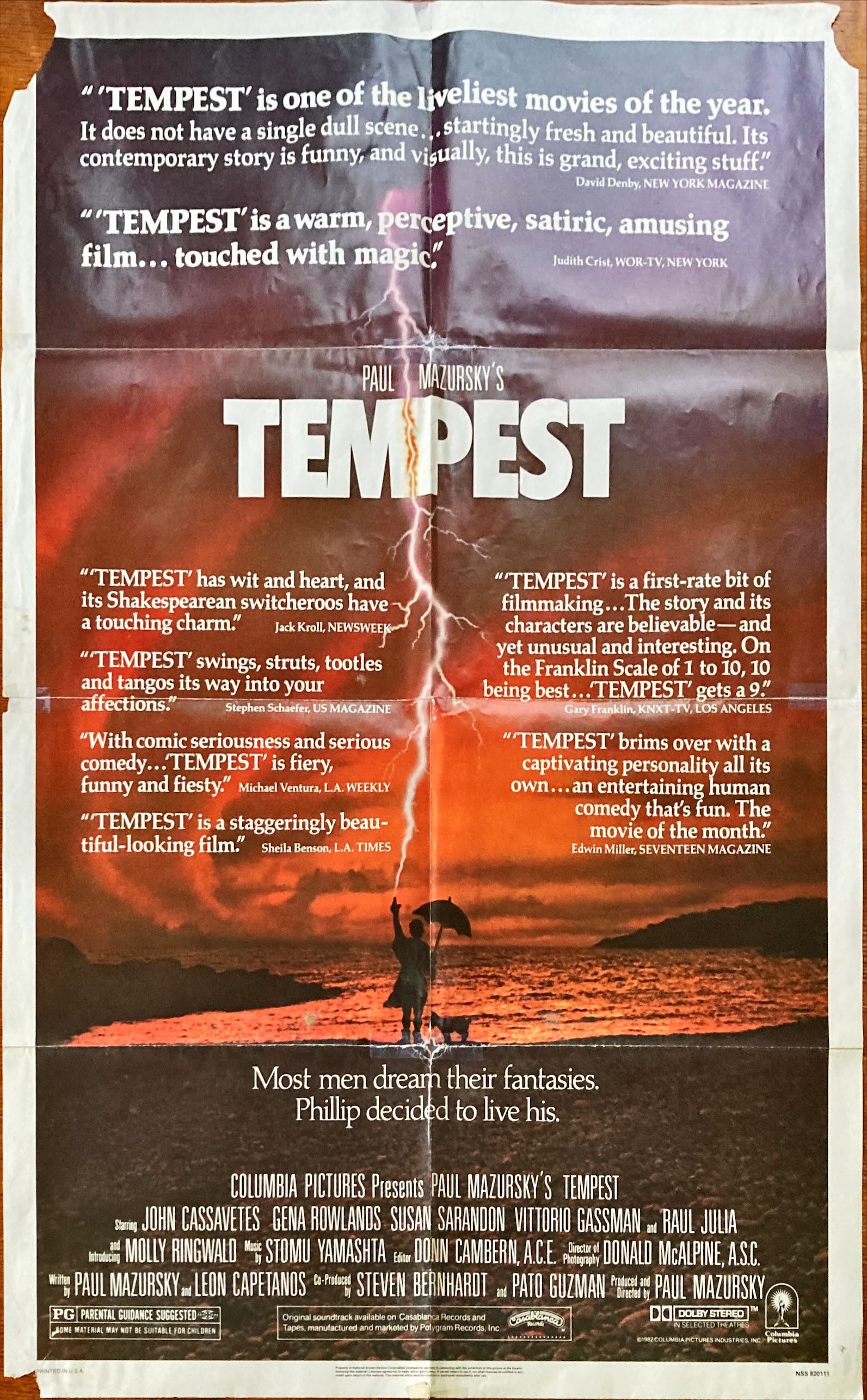 Phil Mazursky's Tempest,  int'l 1sh 1982 directed by Paul Mazursky