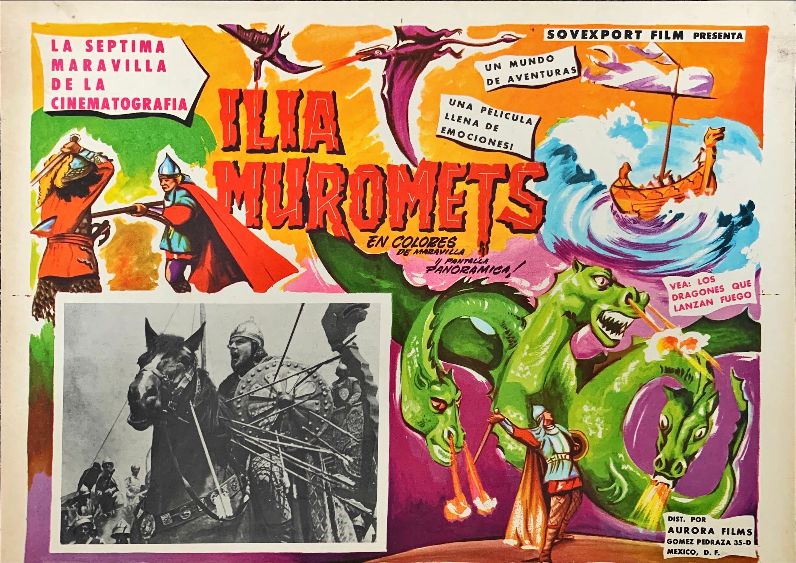 (392) Ilya Muromets Soviet film Mexican lobby card