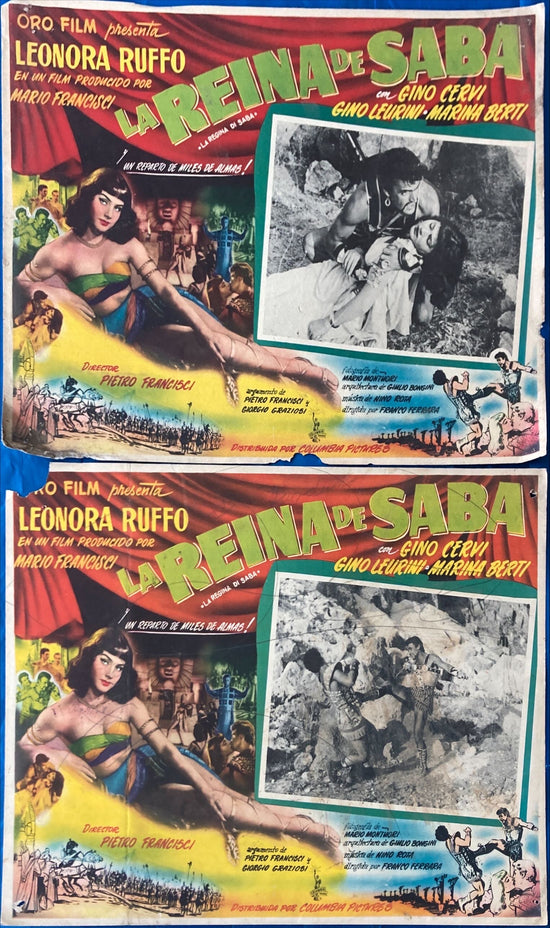 The Queen of Sheba (1953) 2 Vintage mexican Lobby Cards - the beauty of Sheba unsurpassed in time on Earth