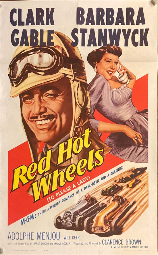 Red Hot Wheels (1950) One sheet Movie Poster, R62, Clark Gable