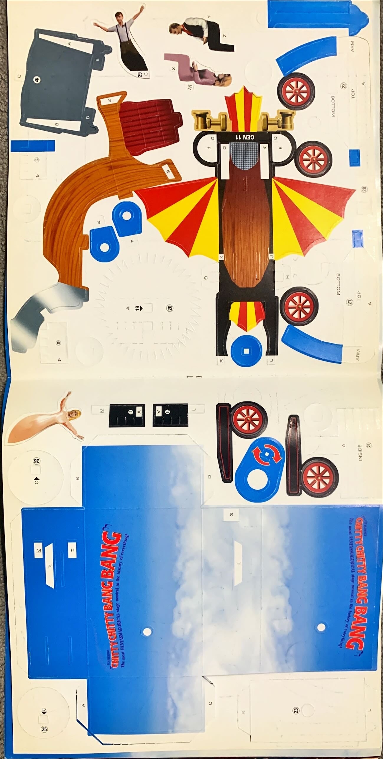Chitty Chitty Bang Bang Stage Musical programme with paper models of the flying car