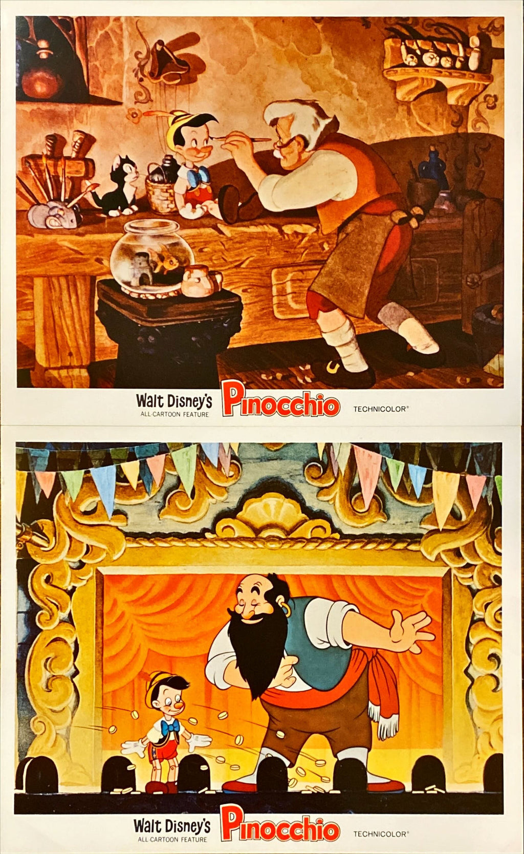 Pinocchio (1940) 4x Lobby Cards - R'62, Disney