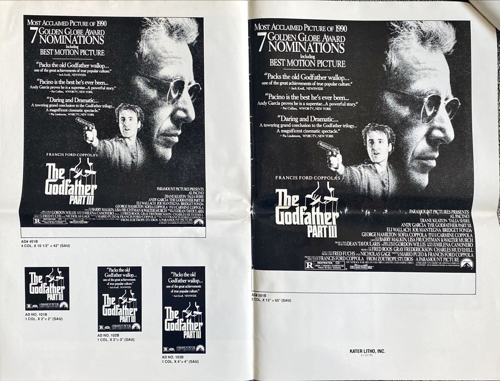 Godfather Part III - Al Pacino. Original Press Book