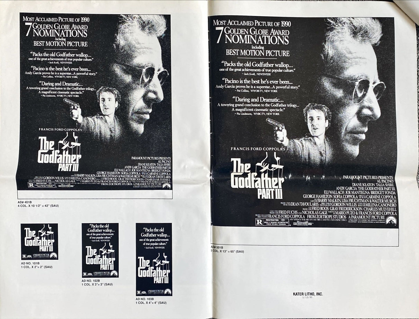 Godfather Part III - Al Pacino. Original Press Book