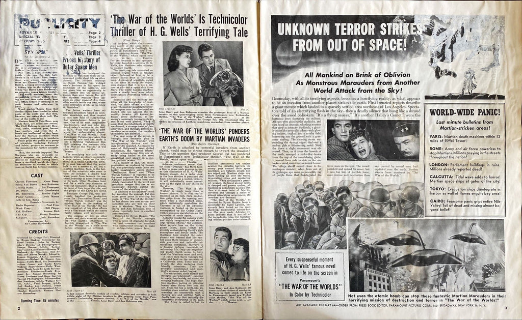 War of the Worlds (1953) Theatrical Pressbook