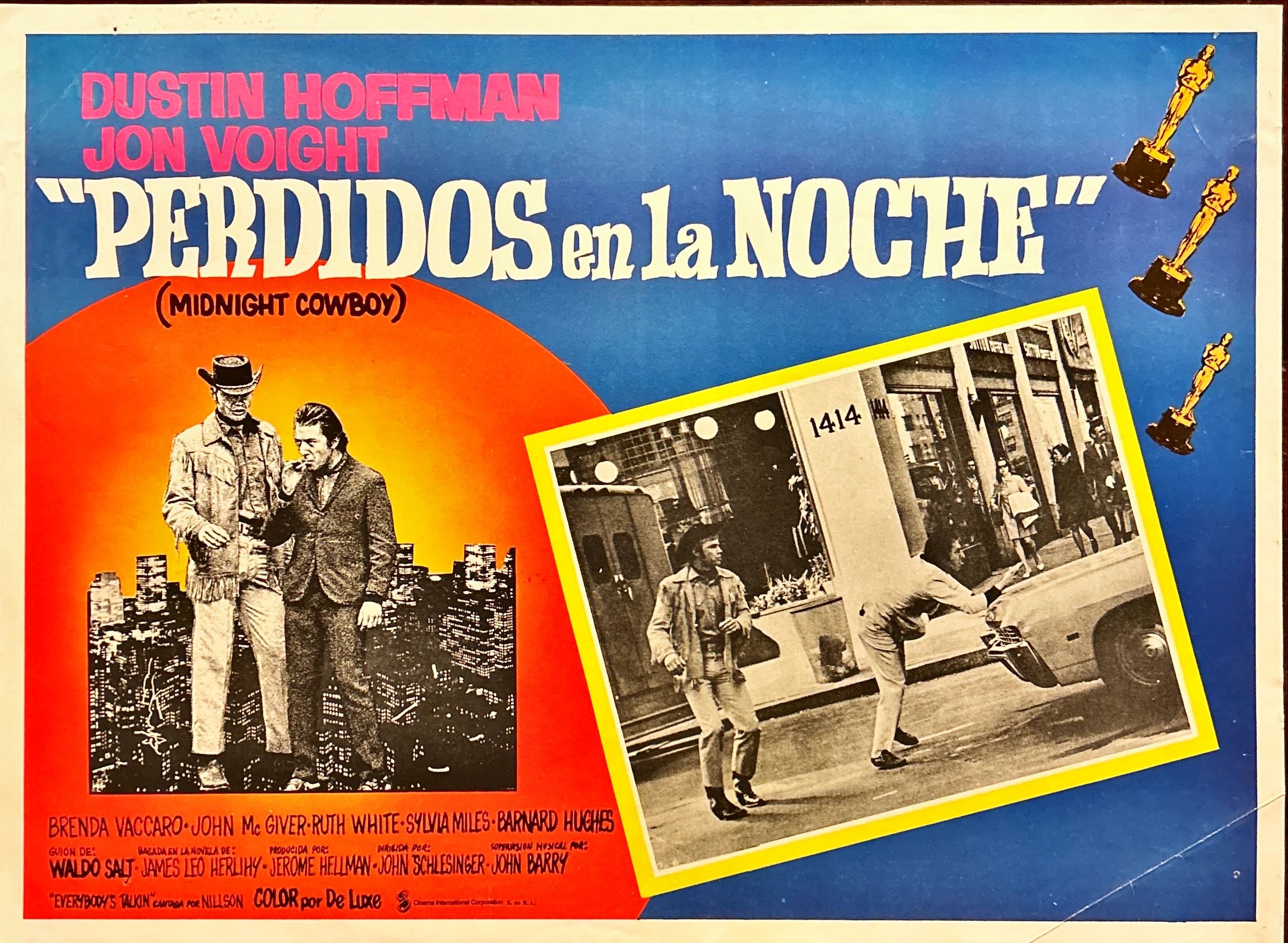Midnight Cowboy (1970) 3 Original Mexican Lobby cards Dustin Hoffman & Jon Voight