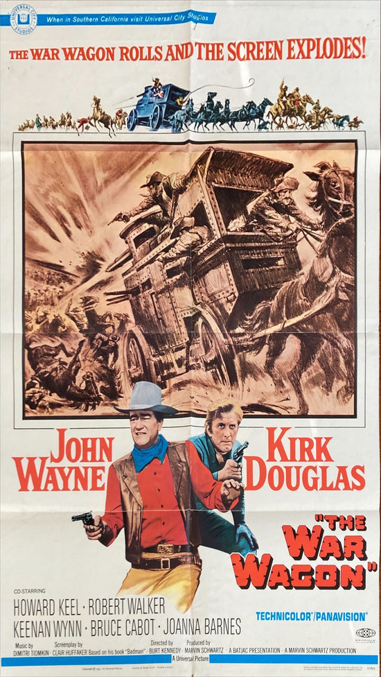 The War Wagon (1967) Original Movie Poster, cowboys John Wayne & Kirk Douglas