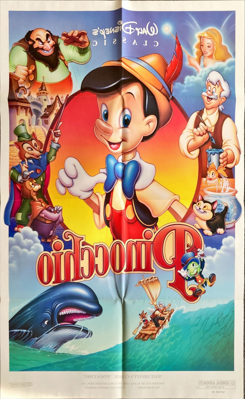 Walt Disney's Pinocchio, DS 1sh R1992 Disney + Ads