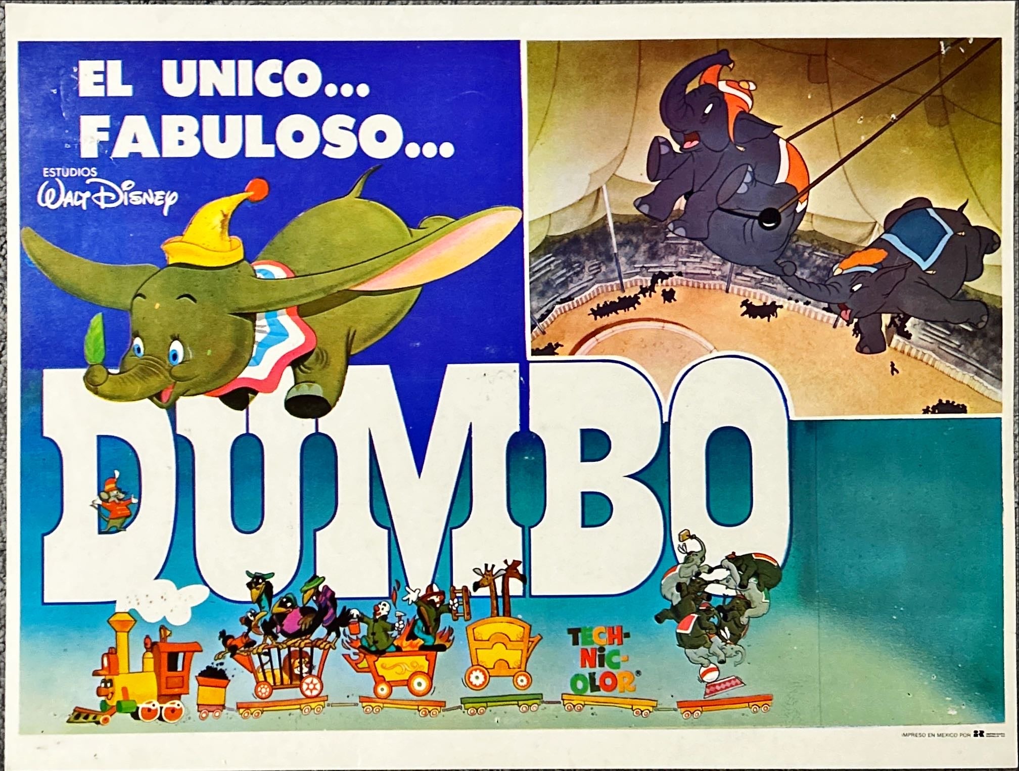 Dumbo Vintage Mexican Lobby card set, Disney animated classic