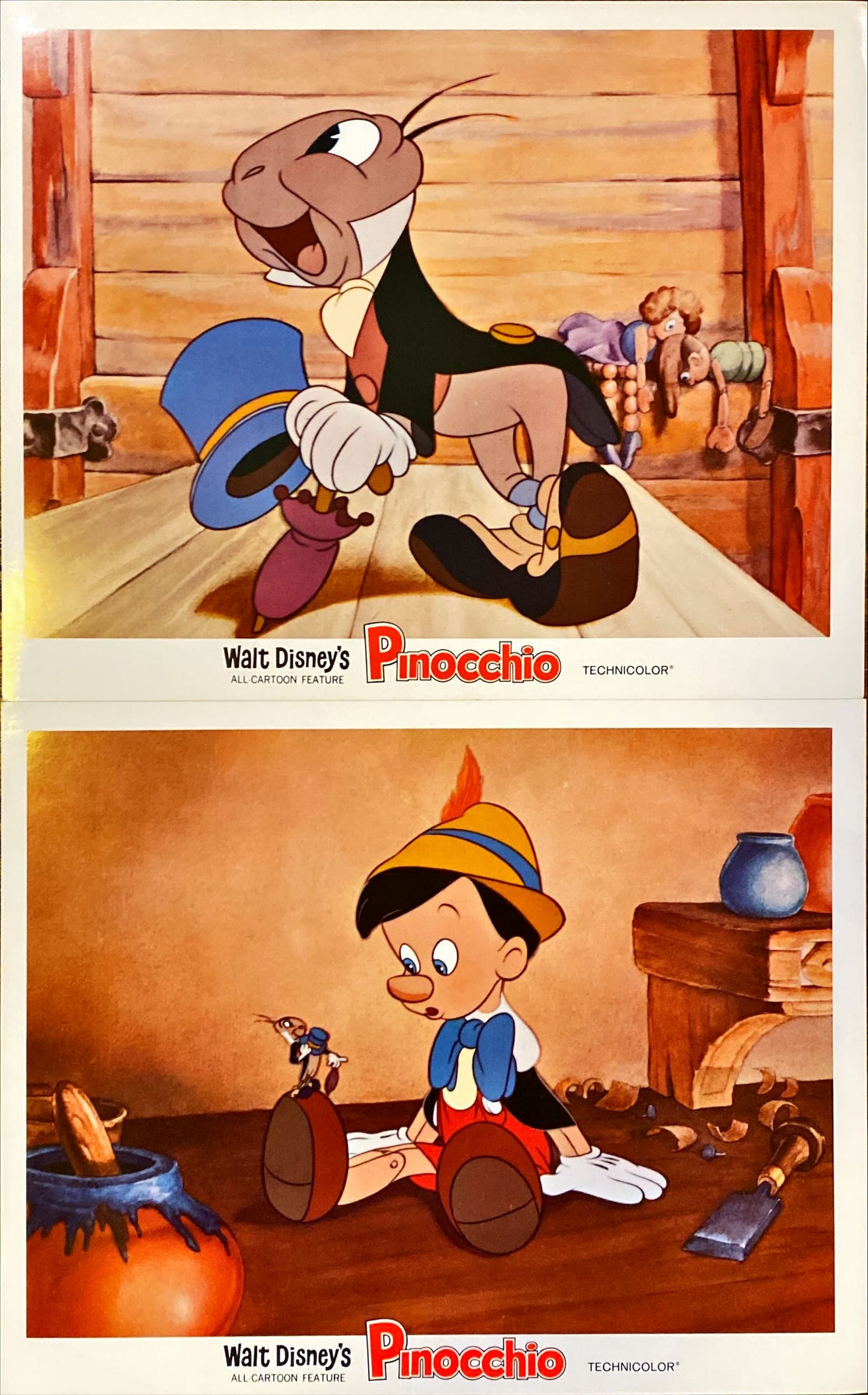 Pinocchio (1940) 4x Lobby Cards - R'62, Disney
