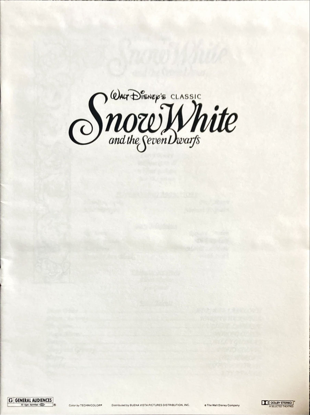 Walt Disney's Snow White and the Seven Dwarfs,  presskit R93 Walt Disney