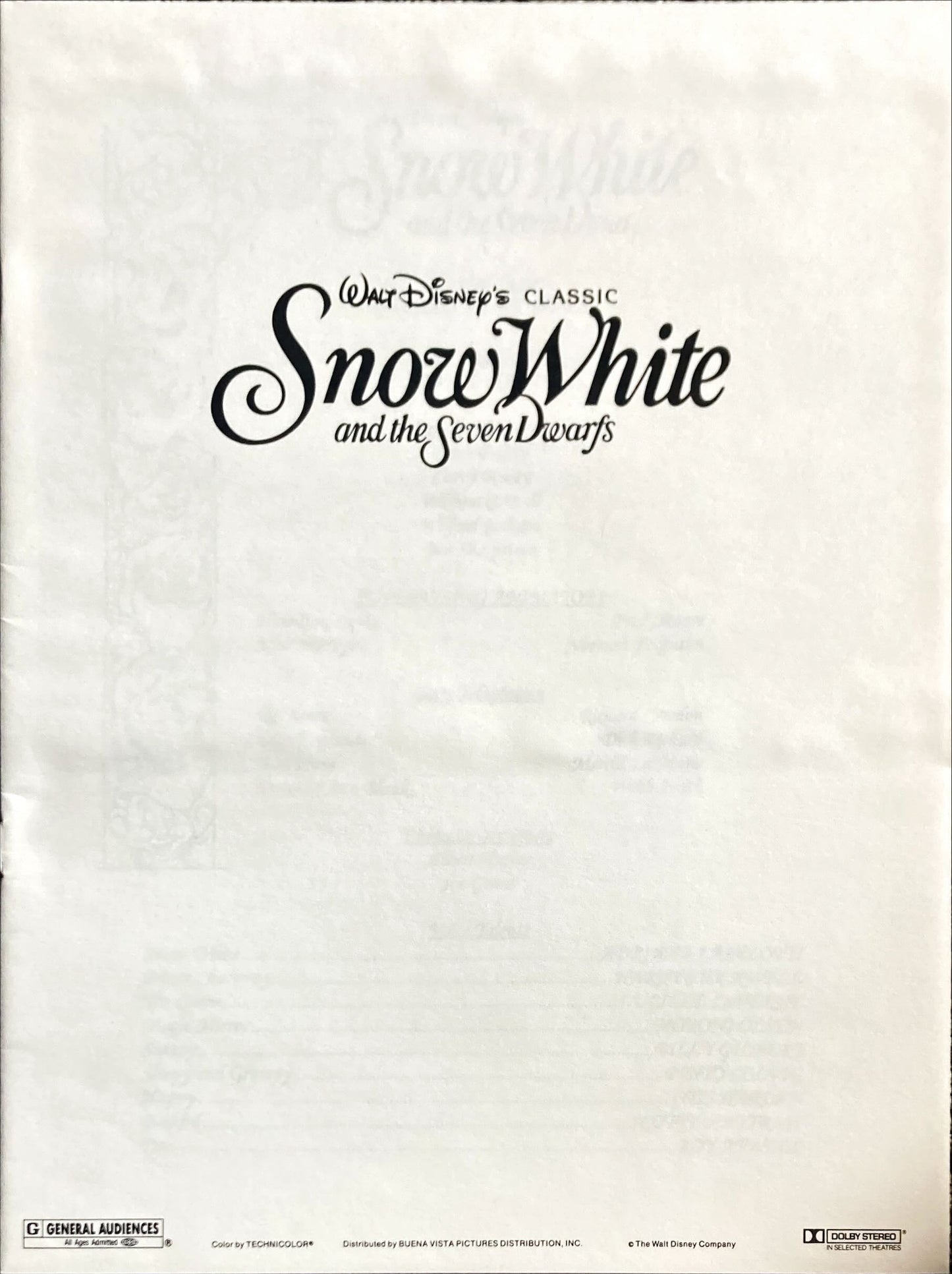 Walt Disney's Snow White and the Seven Dwarfs,  presskit R93 Walt Disney