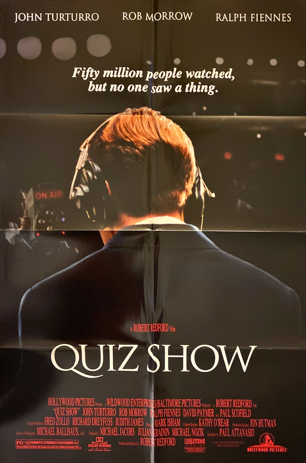 Quiz Show, 1sh 1994 John Turturro, Ralph Fiennes, Paul Scofield, Robert Redford!