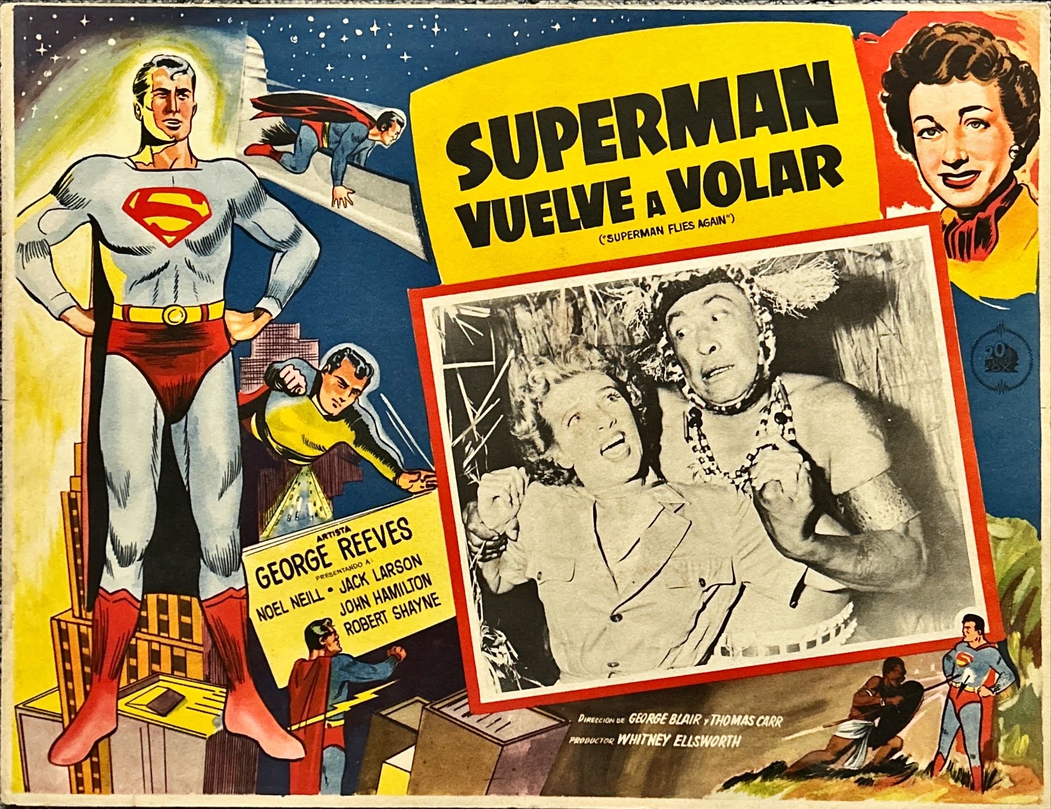 Superman Flies Again (1954) 2x Lobby Cards - MX
