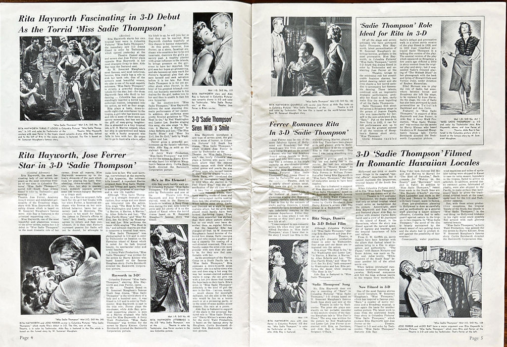 Miss Sadie Thompson (1953) Pressbook - 3D, Rita Hayworth