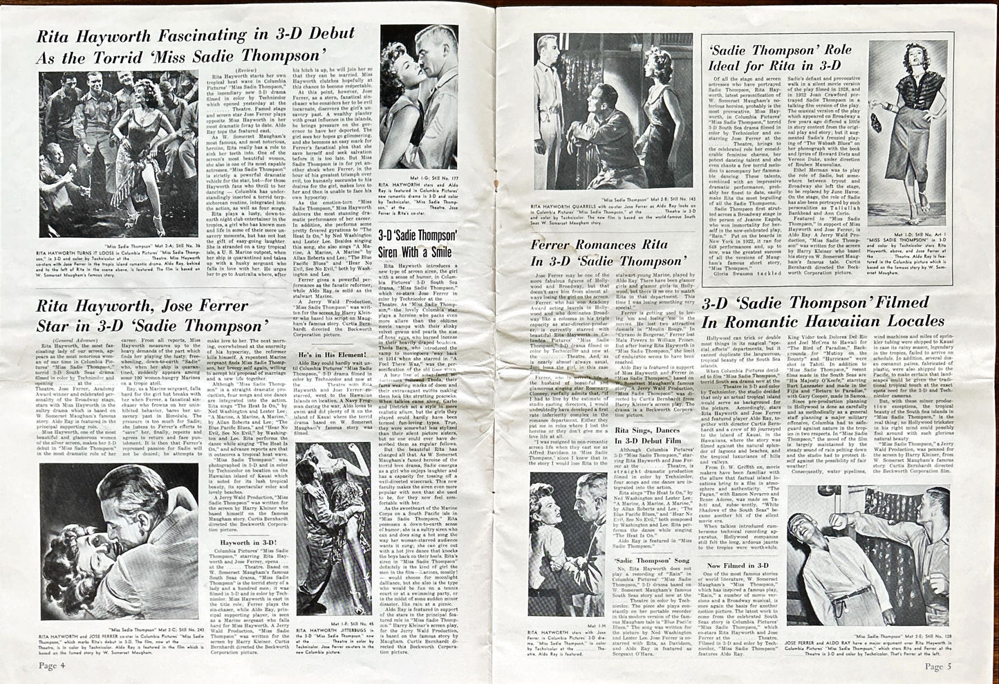 Miss Sadie Thompson (1953) Pressbook - 3D, Rita Hayworth