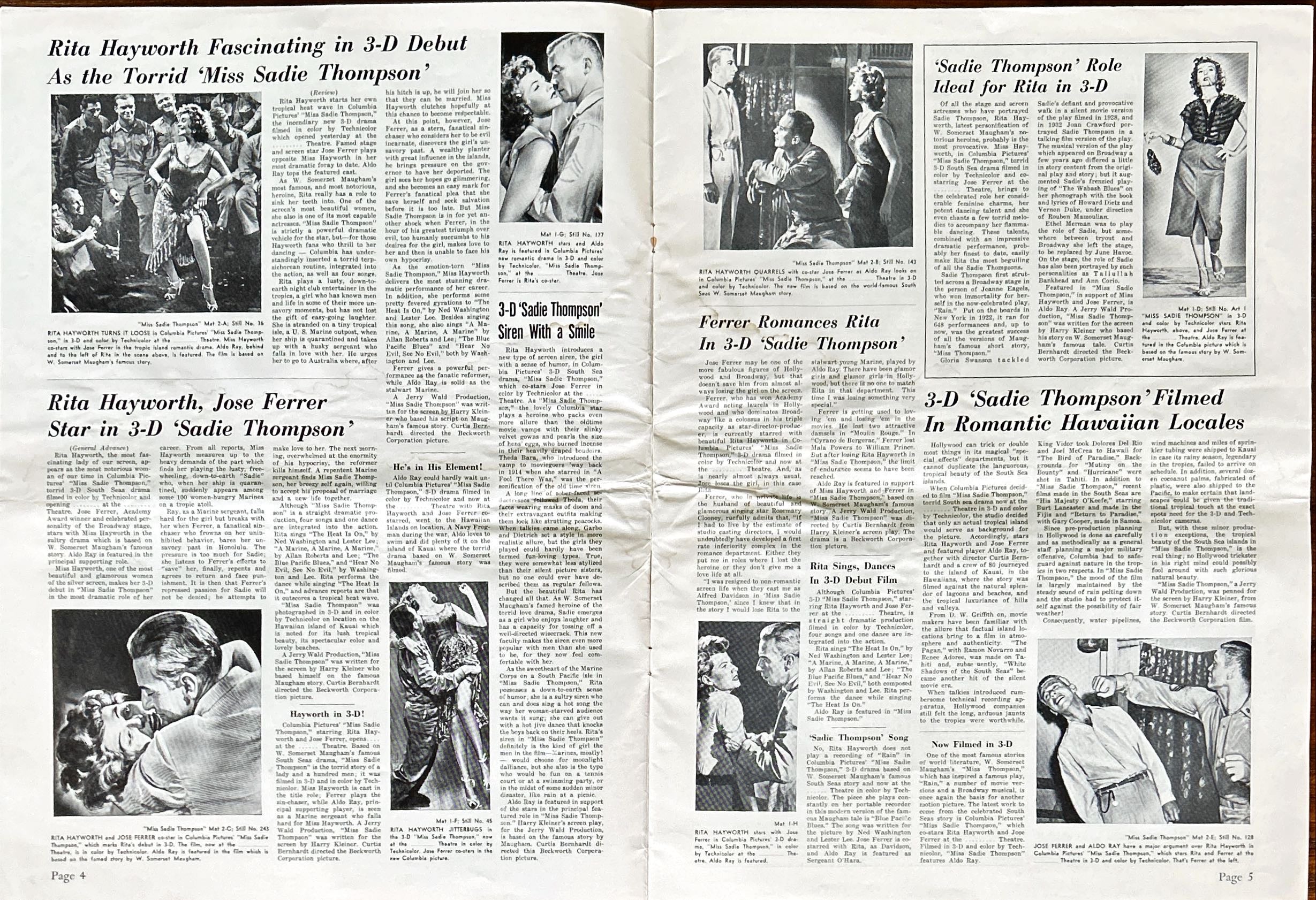 Miss Sadie Thompson (1953) Pressbook - 3D, Rita Hayworth