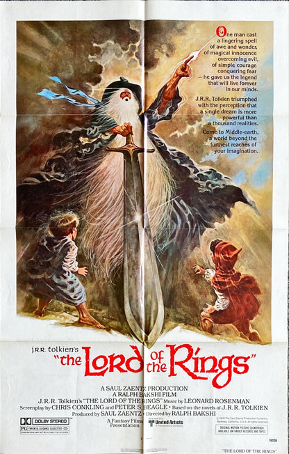 1184 LORD OF THE RINGS style A 1sh 1978 Ralph Bakshi cartoon from J.R.R. Tolkien, Tom Jung art!