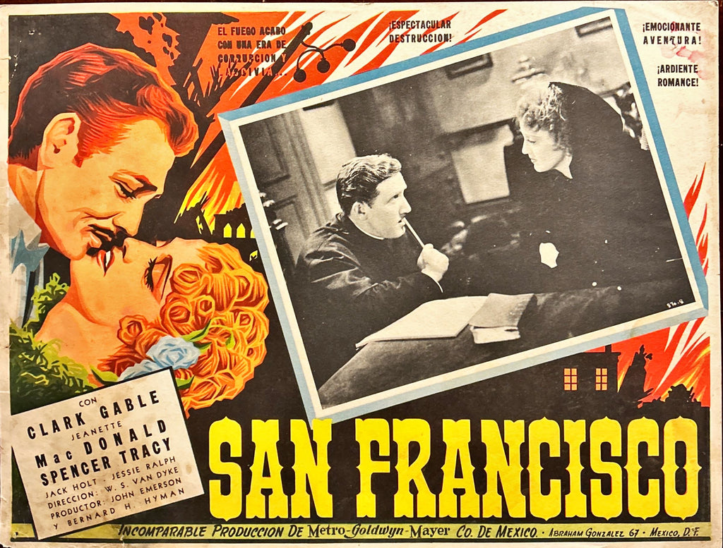 San Francisco (1936) Original Vintage Mexican Lobby Card, Clark Gable