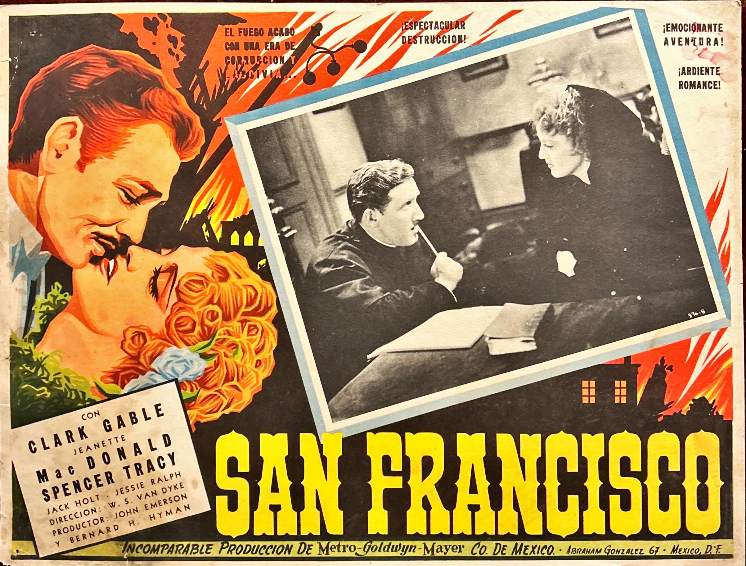 San Francisco (1936) Original Vintage Mexican Lobby Card, Clark Gable