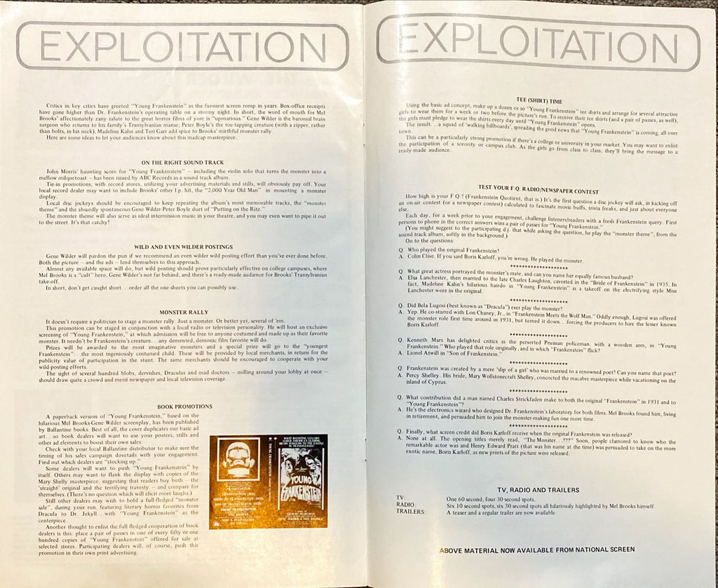 #2126 YOUNG FRANKENSTEIN pressbook 1974 Mel Brooks