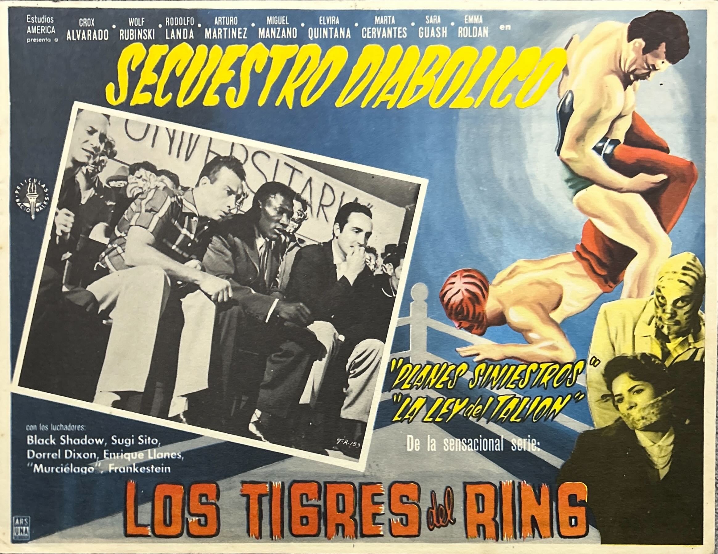 Secuestro Diabolico, Vintage Mexican Wrestling Lobby Cards, Los Tigres del Ring